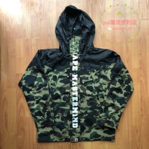 BAPE X MMJ mastermind Japan联名 新款18ss绿迷彩刺绣冲锋衣雪衣