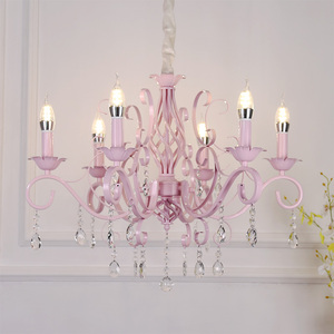 美式田园卧室灯婚房创意温馨浪漫粉色公主女孩儿童房水晶客厅吊灯