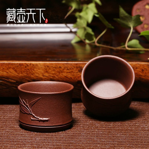家用紫砂功夫茶杯个人专用主人杯单杯茶碗单个品茗杯竹节杯喝茶杯