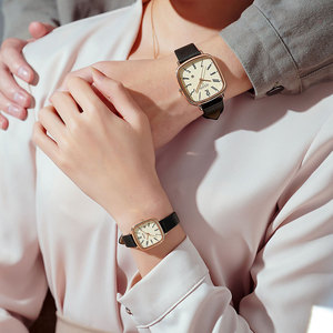 JULIUS聚利时情侣手表简约时尚大气方形防水石英情侣手表 JA-1418