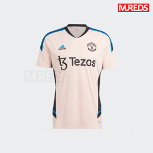 曼联官方正品阿迪达斯球员同款粉色运动足球训练服短袖球衣HT4293