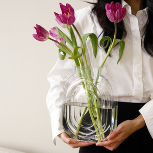 ladylike 创意香水花瓶高级感透明玻璃水培器皿 鲜花插花玄关摆件