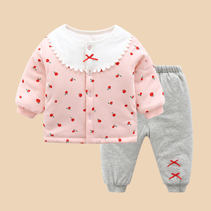 0-5岁婴儿棉衣冬加厚两件套外穿七个月宝宝套装冬季衣服百天女童2