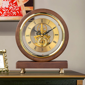 欧式复古机械座钟客厅桌面摆台式钟表高端大气时钟美式实木台钟