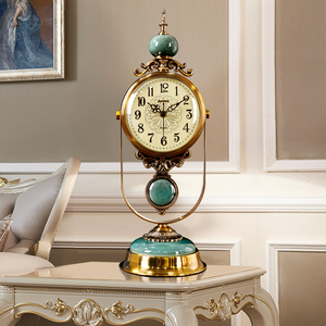 欧式复古高端座钟摆件大气时尚摆台式钟表客厅摆钟美式高级感时钟