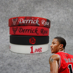 篮球球星1号德里克.罗斯 玫瑰签名夜光运动手环 硅胶熔岩混色腕带