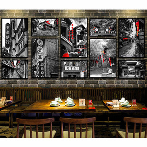 老重庆火锅店装饰画成都老照片怀旧复古挂画餐饮饭店包厢墙面壁画