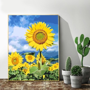 diy数字油彩画风景花卉北欧装饰壁挂油画自手绘填充涂色画 向日葵