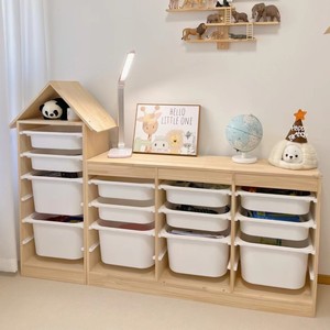 儿童玩具收纳架宝宝实木置物架书架客厅靠墙大容量多功能绘本架子