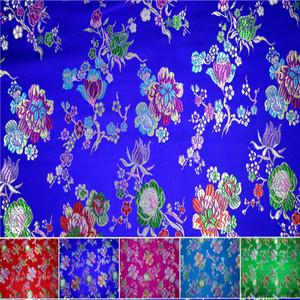 藏式绸缎 织锦缎 贡缎 藏服布艺 七彩小花朵图案 手工 面料 布料