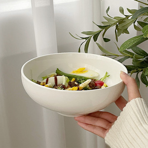 穆尼 ins风纯白陶瓷大容量碗简约汤碗泡面碗韩式拉面碗螺蛳粉碗