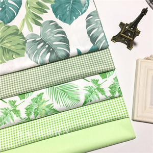 绿色热带植物树叶 纯棉斜纹布料 全棉印花床品抱枕手工窗帘装饰布