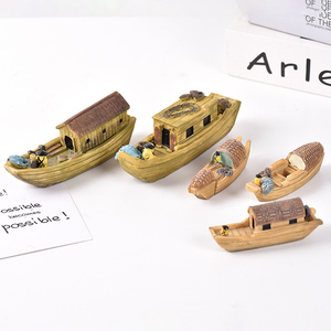 江南小木船模型小树脂船摆件家居装饰品渔船船模乌篷船复古怀旧