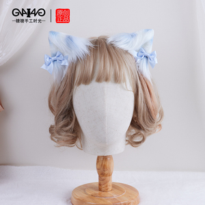 原创设计虎斑猫三花猫蓝猫耳发夹Lolita猫咪耳朵仿真兽耳对夹发箍
