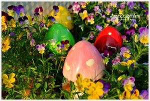 花园花境红陶蘑菇摆件 庭院趣味饰品 花盆花架装饰 彩色小蘑菇