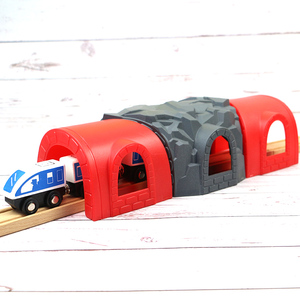 隧道木质轨道车配件木制小火车路轨铁轨拼装积木益智儿童小孩玩具