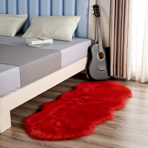红色地毯长毛绒卧室床边毯羊毛不规则大红色婚庆房间结婚婚房装饰