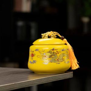 双龙戏珠家用陶瓷防潮密封罐茶叶罐礼盒空盒茶业包装盒定制茶罐