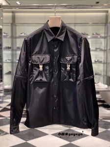 Prada/普拉达 新款三角标可拆卸袖尼龙工装口袋夹克男衬衫外套女