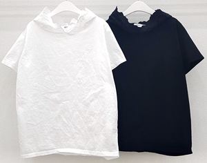 现货秒发RICCO韩国进口蕾丝洞花纹外扩型连帽衫白色棉宽松短袖T恤
