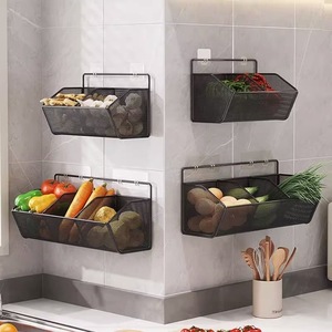 厨房置物架壁挂式免打孔分类储物筐超市蔬菜水果摆放架展示架子