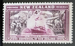 新西兰1940火车铁路轮船飞机牛车交通运输雕刻版邮票1枚新无胶