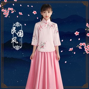 中国风民国风童装儿童民国女童古筝演出服装复古女装古装春秋套装