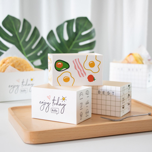 韩国爆蛋三明治包装纸厚蛋烧吐司盒面包包装袋打包盒子便当盒纸盒