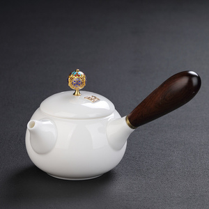 景德镇陶瓷器功夫茶具家用套装泡茶壶羊脂玉瓷单壶纯白冲茶壶