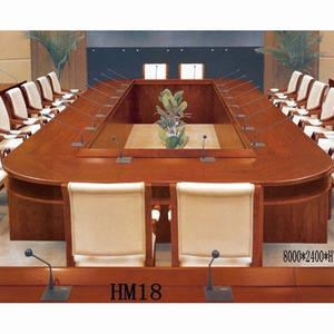 高档办公会议桌实木会议台红棕色会客桌大型开会台8米胡桃色桌子