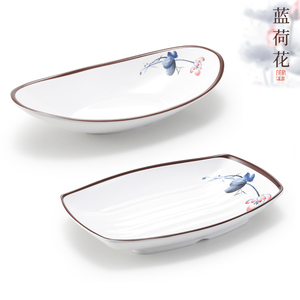 密胺创意船型盘子仿瓷餐厅饭店商用特色塑料椭圆形冷凉菜碟小吃盘