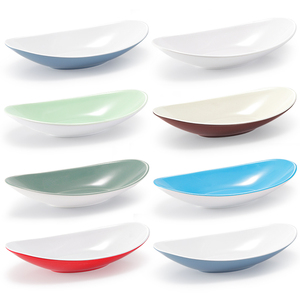 船型盘子密胺餐具椭圆条形深盘创意捞汁塑料凉菜盘沙拉水果小吃盘