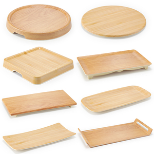 密胺盘子仿木纹塑料托盘长方形火锅烧烤盘子长条寿司平盘摆盘商用