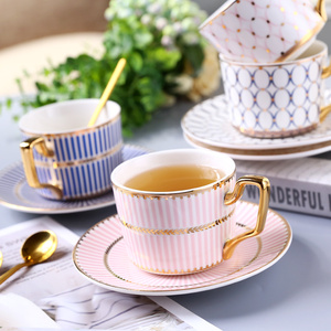 ins风英式咖啡杯DIY定制欧式小奢华陶瓷杯碟套装小精致女茶杯杯子