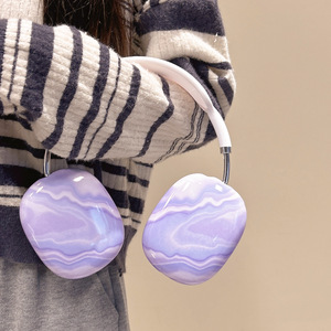 紫色大理石纹适用于苹果AirPods max头戴式耳机保护套apm女生Apple AirPods Max无线蓝牙头戴式耳机壳软壳
