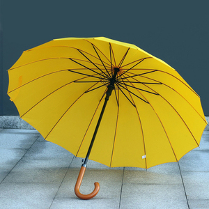 复古黄色抗风男女优质16骨长柄伞自动晴雨伞创意雨伞礼品伞广告伞