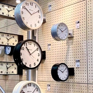 |新品包邮| 日本dulton金属可旋转双面壁挂钟车站时钟两面台钟表