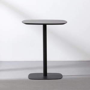 北欧木质餐桌黑色现代简约铁艺休闲洽谈桌边几白色桌面原木小方桌