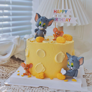 猫和老鼠网红蛋糕装饰摆件汤姆和小老鼠卡通儿童甜品奶酪模具插件