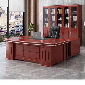 大班台单人办公桌主管桌椅组合贴木皮老板桌台式桌时尚办公室家具