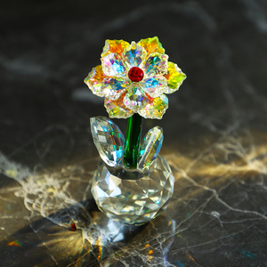 H&D水晶太阳花家居桌面小摆件玄关玻璃装饰品小朋友创意生日礼物
