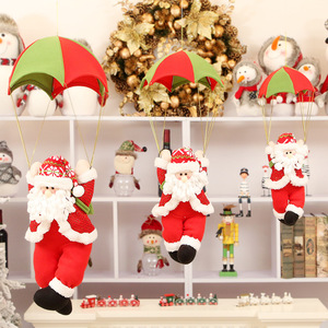 圣诞节装饰品商场橱窗跳伞爬绳公仔挂件装饰圣诞降落伞老人吊件