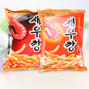 韩国进口零食农心原/辣味虾条90g膨化食品办公室休闲小吃