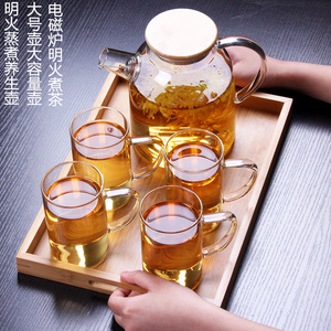 玻璃大号养生壶可蒸煮茶壶透明玻璃高硼硅冲茶壶红枣花茶壶1000ml