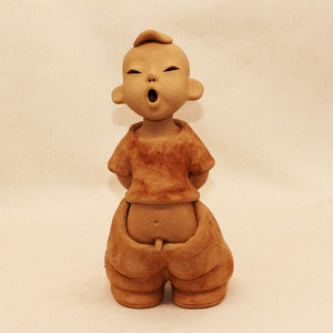 手工陶艺人物创意泥人 陶土娃娃人物 陶瓷娃 陶人泥塑 小撒尿摆件