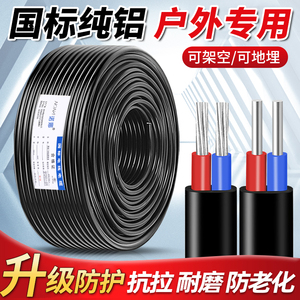 国标2芯铝芯电线家用户外电缆线4 6 10 16 25平方双芯铝线护套线