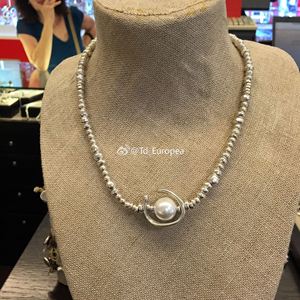 UNOde50 经典款 珍珠不规则银色串珠可调节项链 锁骨链