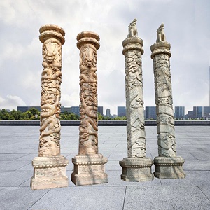 石雕盘龙柱汉白玉华表龙凤柱中式花岗岩柱广场文化柱大型盘龙柱子