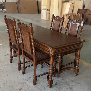 美式乡村实木复古餐桌法式设计雕刻客厅长方形饭桌工厂直销可定制