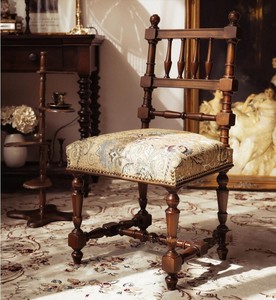 高端定制美式实木中古法式复古做旧罗马柱餐椅梳妆椅定制设计师椅